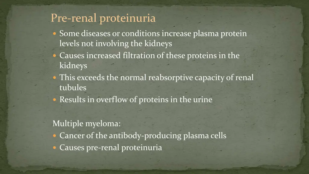 pre renal proteinuria