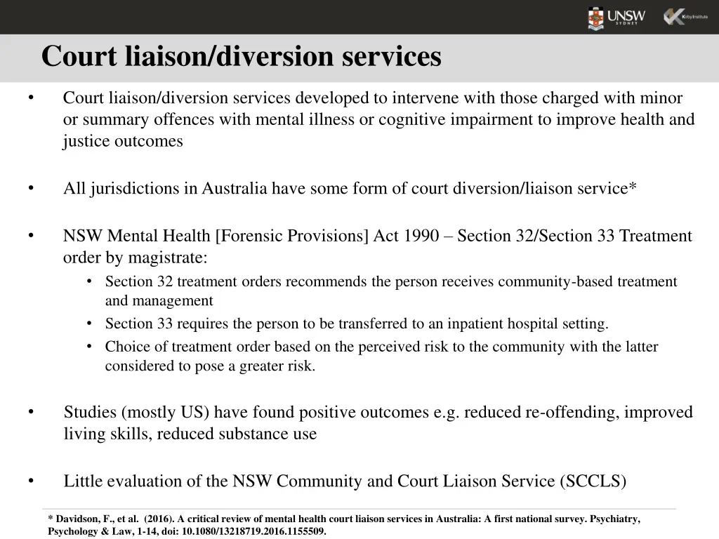court liaison diversion services