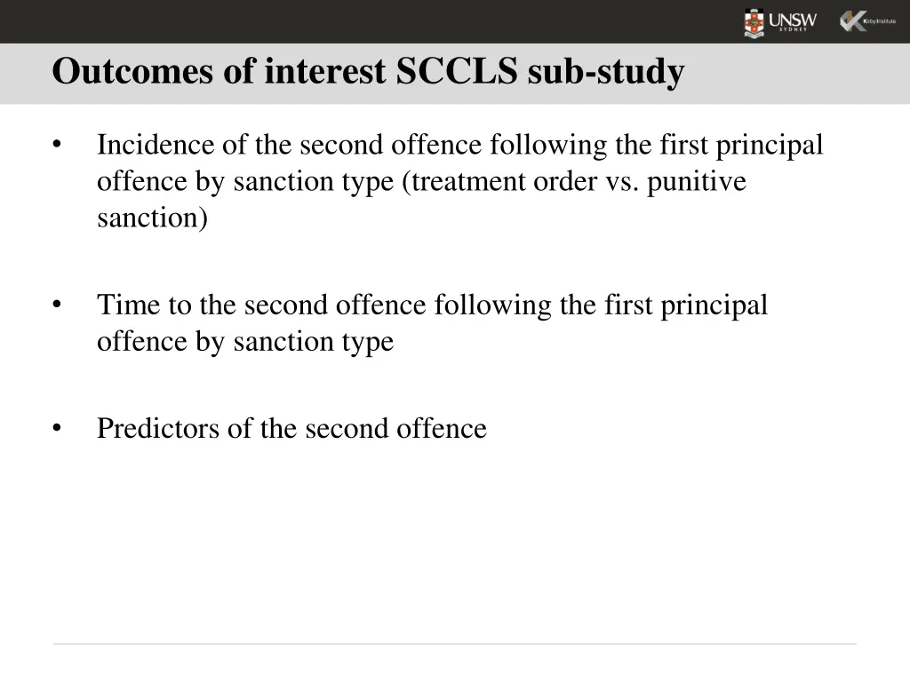 outcomes of interest sccls sub study