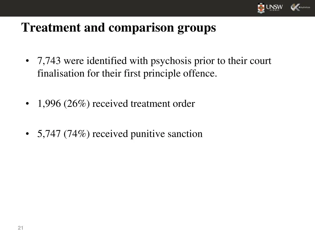 treatment and comparison groups