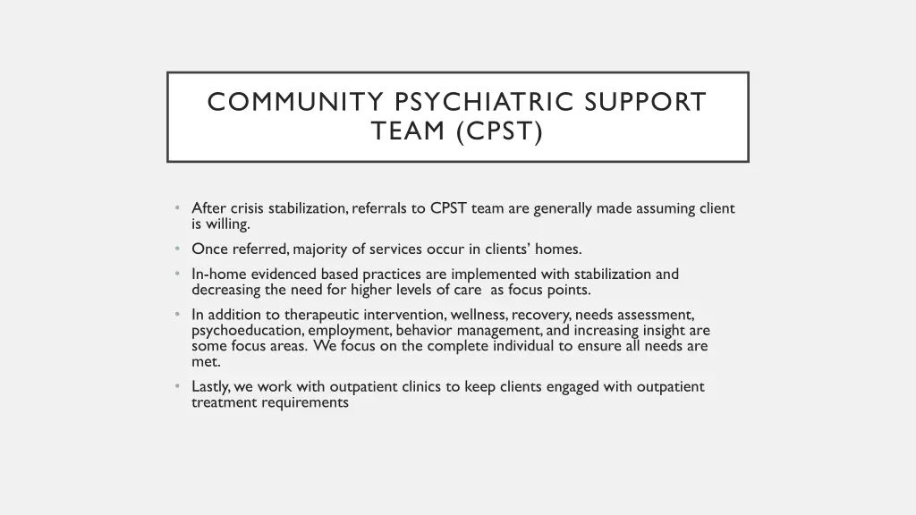community psychiatric support team cpst