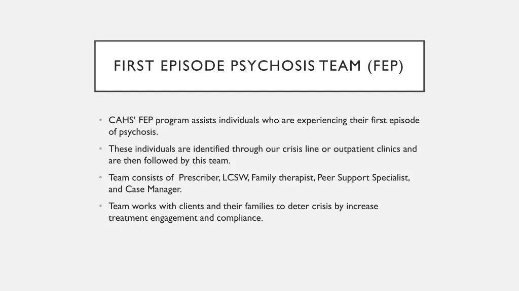 first episode psychosis team fep