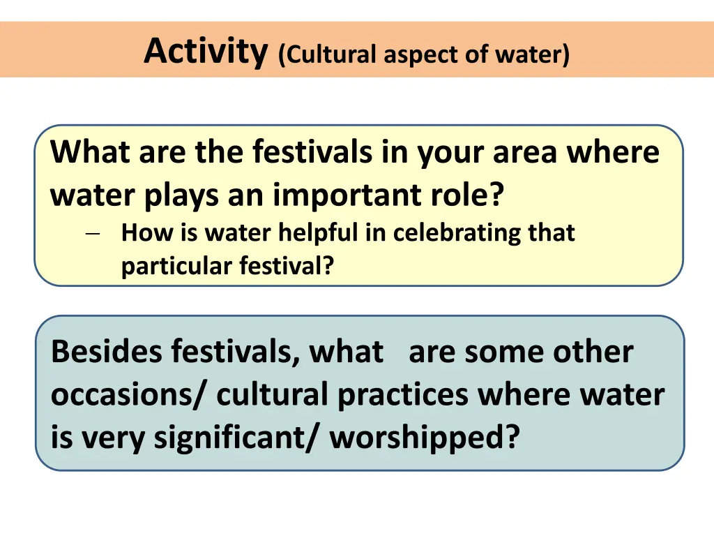 activity cultural aspect of water 1