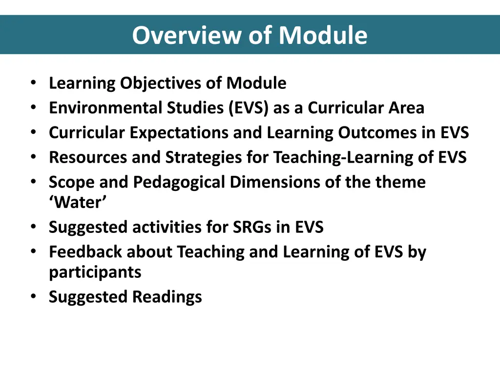 overview of module