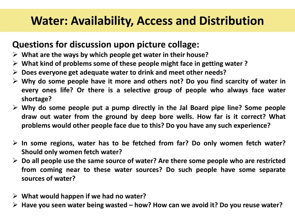 water availability access and distribution
