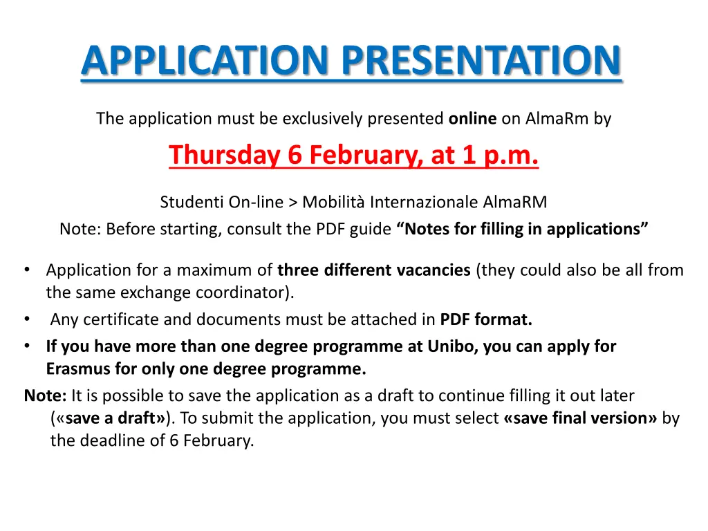 application presentation