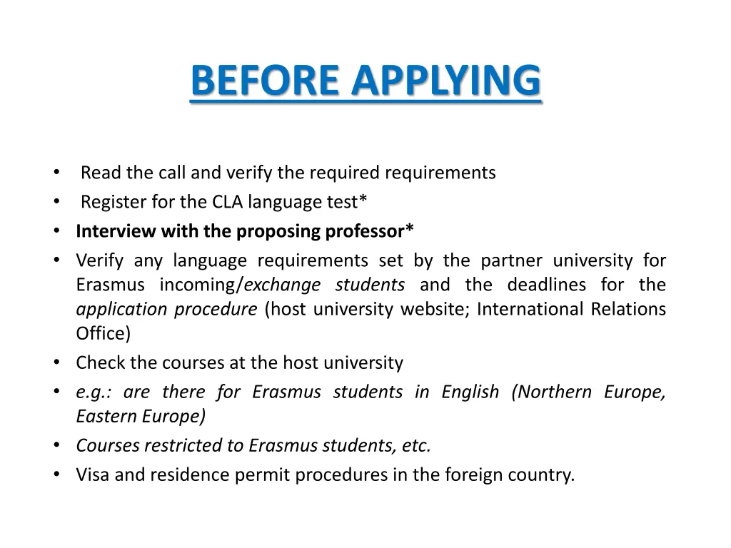 before applying