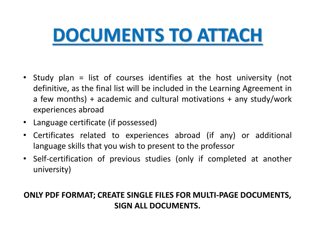 documents to attach