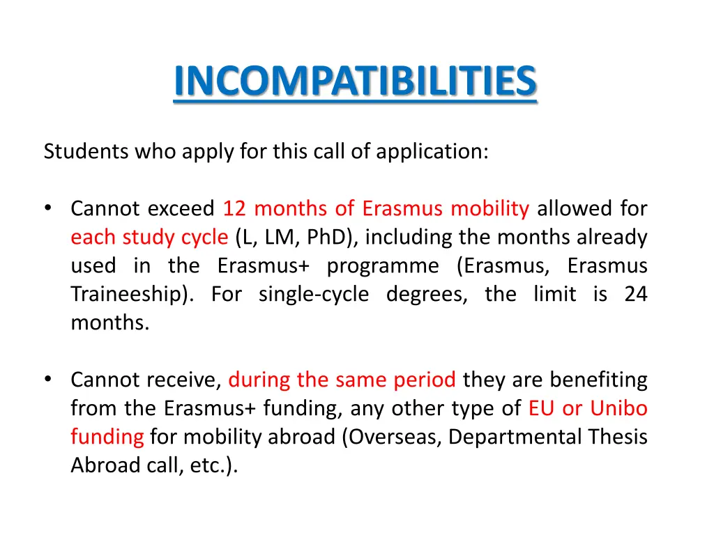incompatibilities