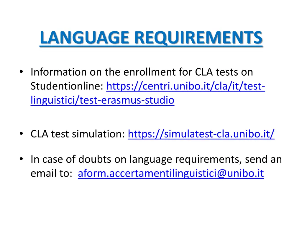 language requirements 1