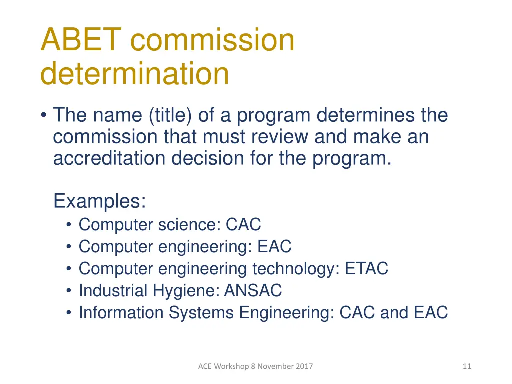 abet commission determination