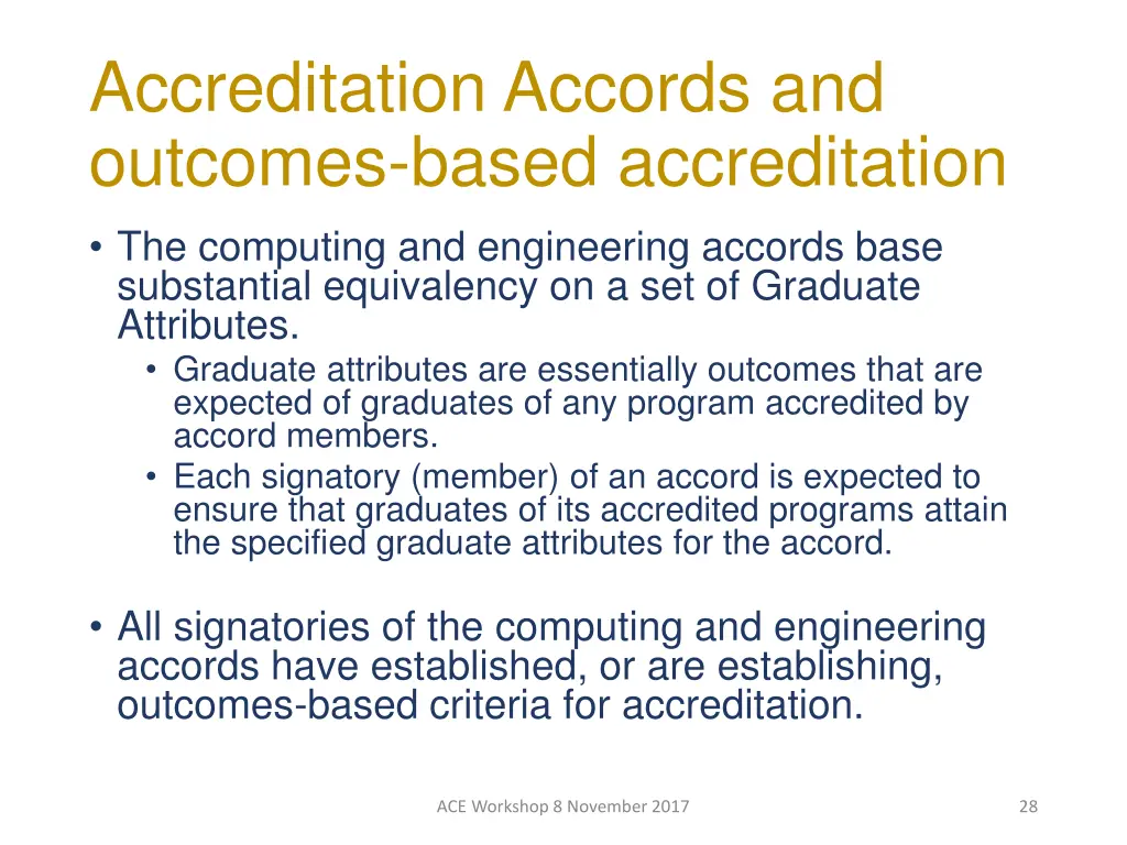 accreditation accords and outcomes based
