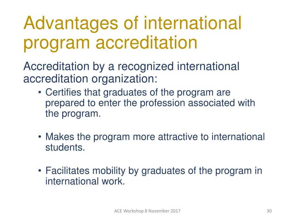 advantages of international program accreditation