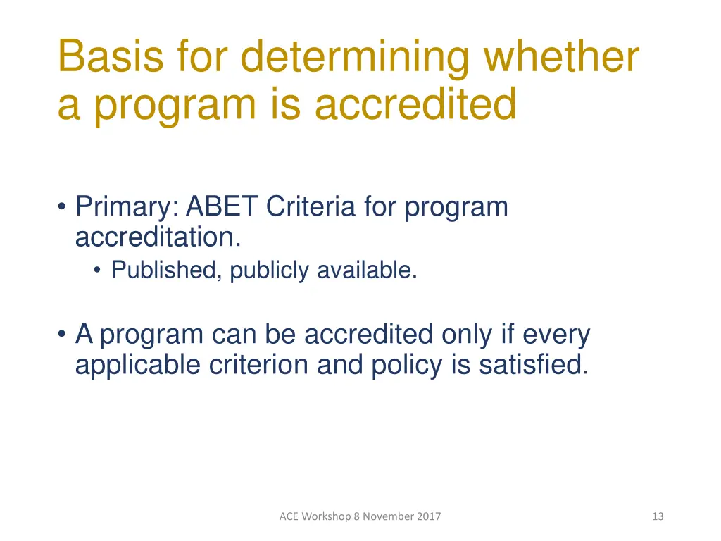 basis for determining whether a program
