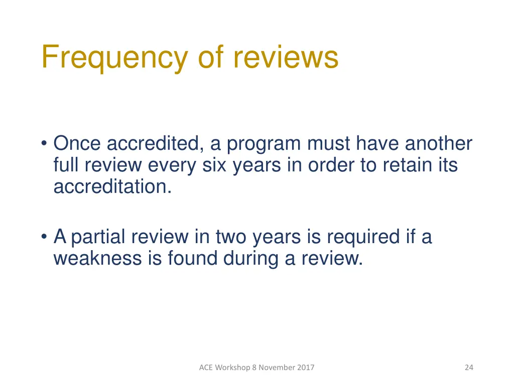 frequency of reviews