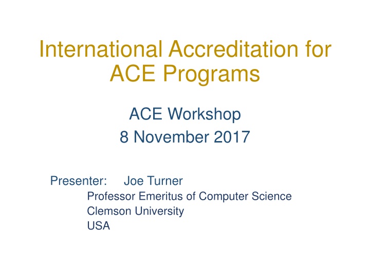 international accreditation for ace programs