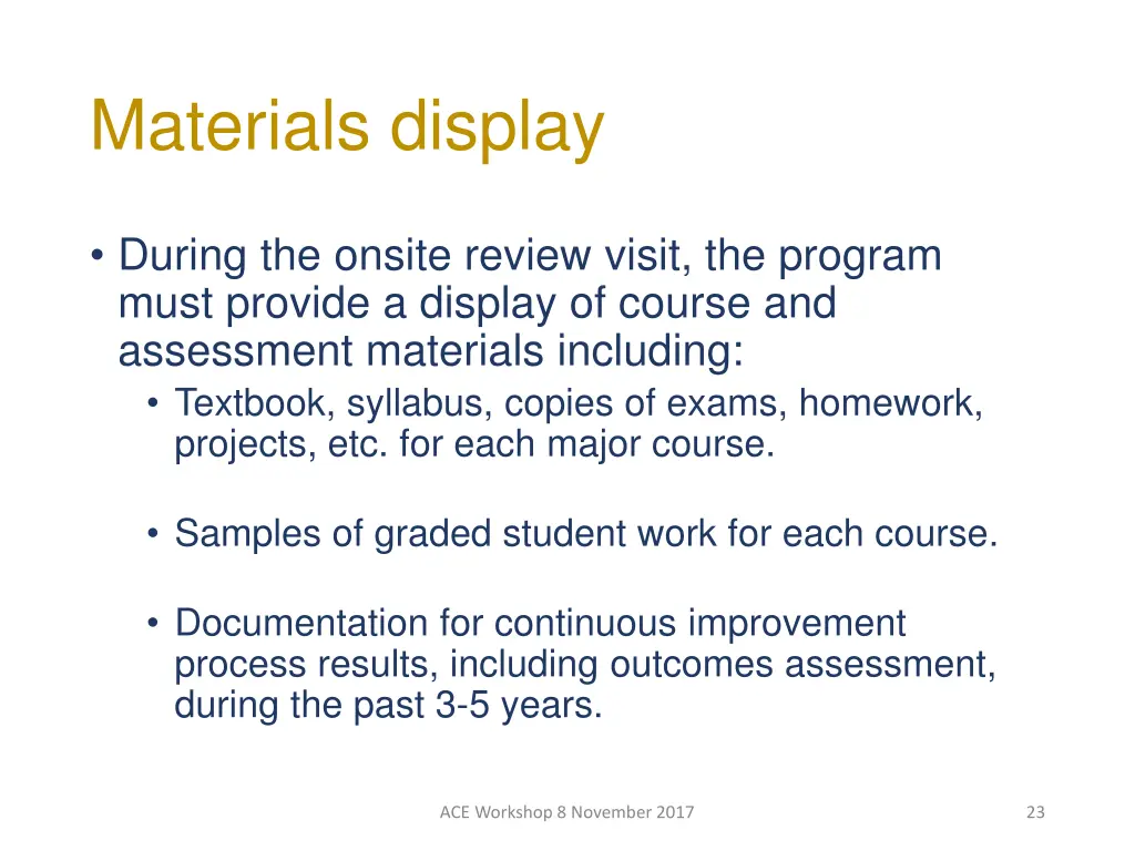 materials display