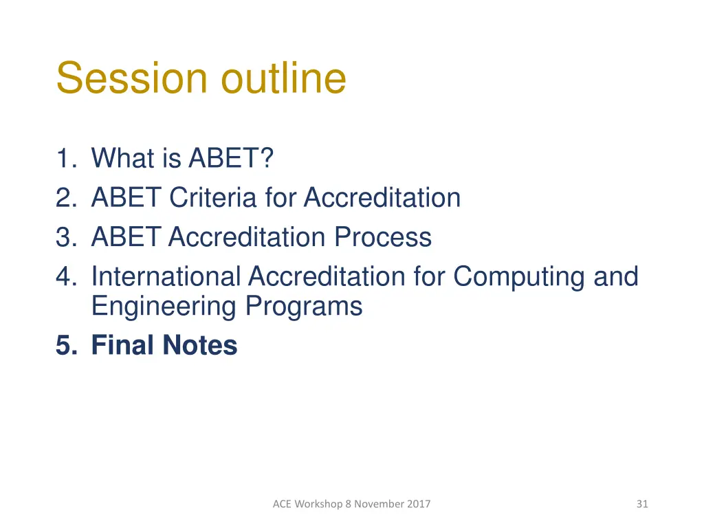 session outline 5
