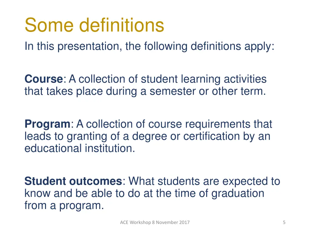 some definitions in this presentation