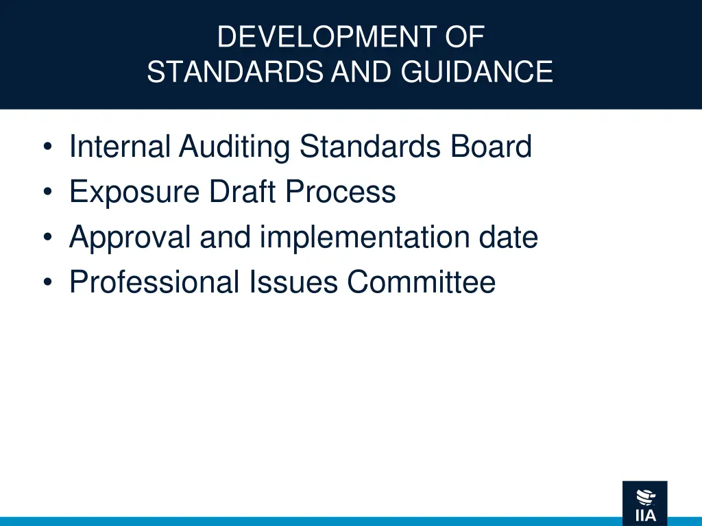 development of standards and guidance