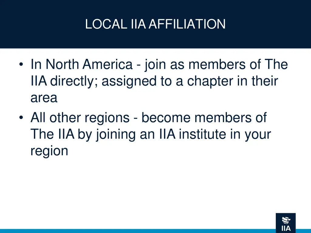 local iia affiliation