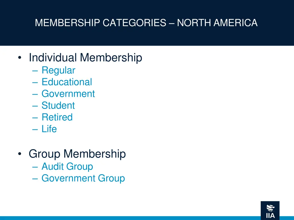 membership categories north america