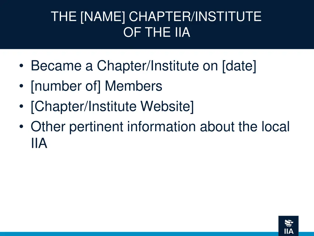 the name chapter institute of the iia