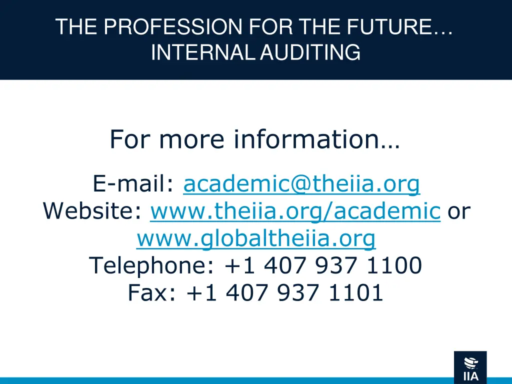 the profession for the future internal auditing