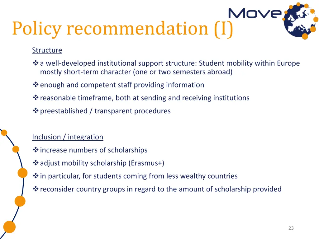 policy recommendation i