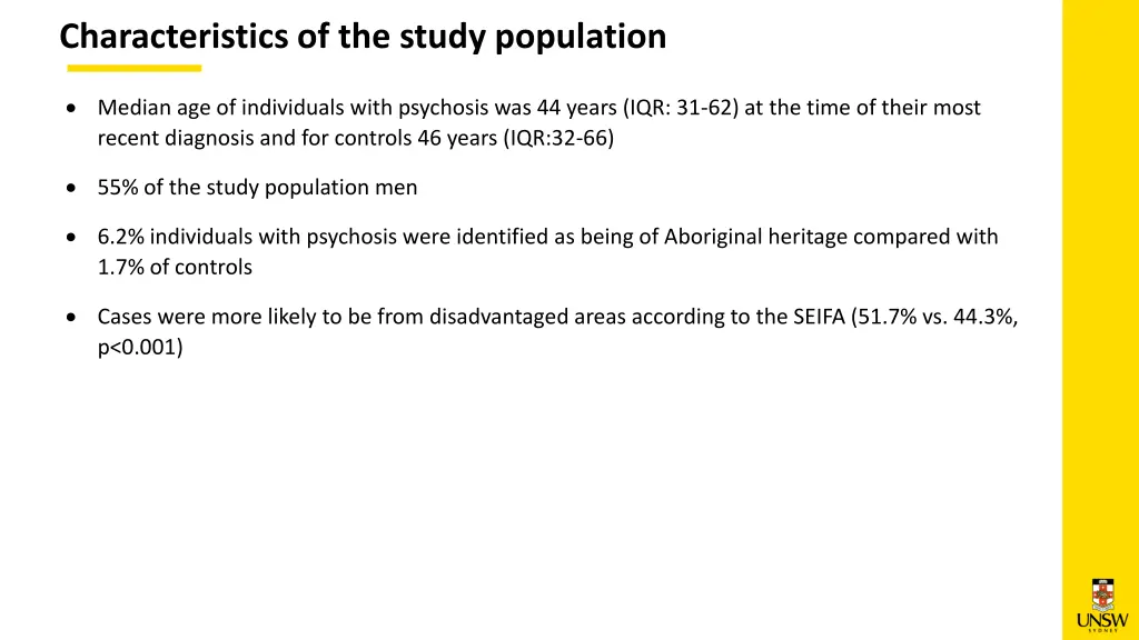 characteristics of the study population