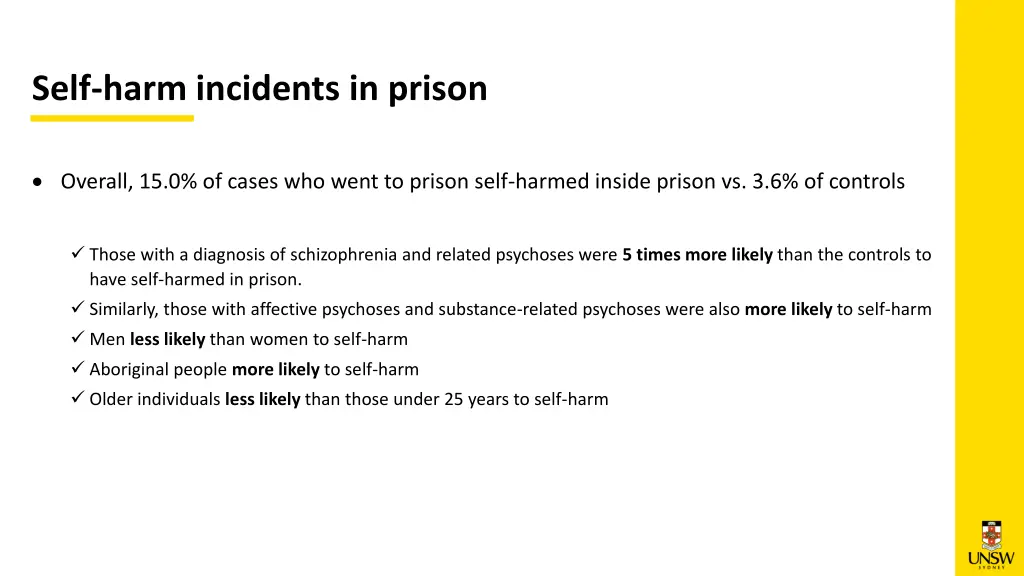 self harm incidents in prison