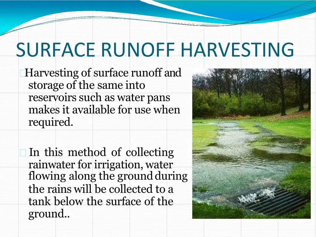surface runoff harvesting harvesting of surface