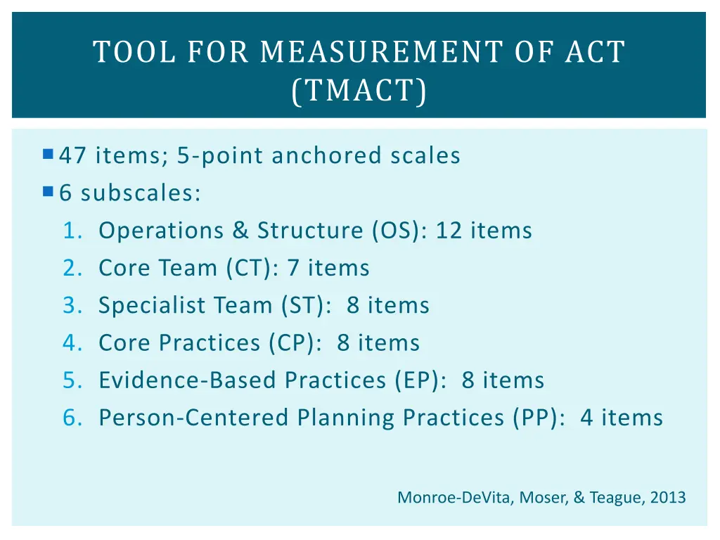 tool for measurement of act tmact