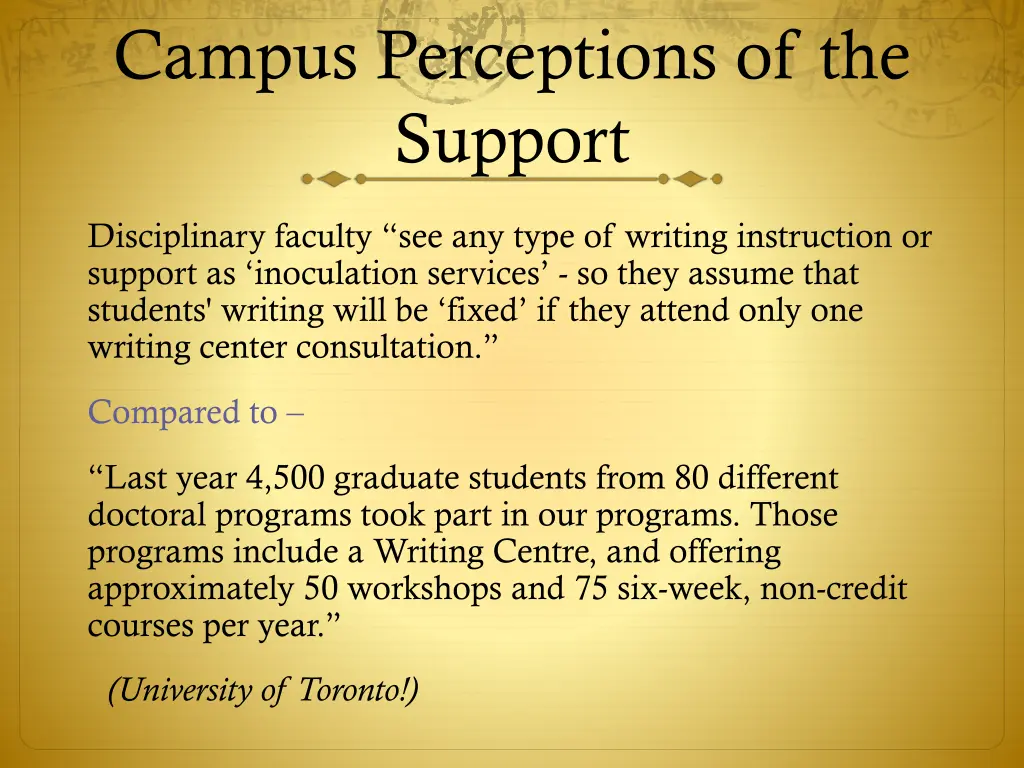 campus perceptions of the support