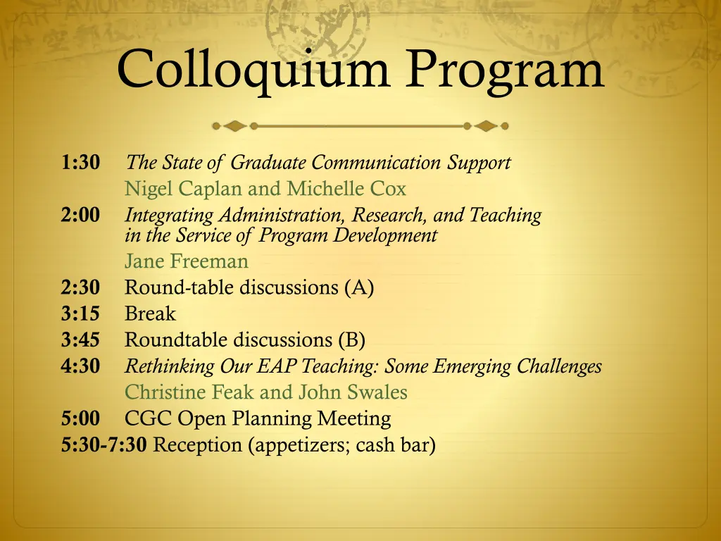 colloquium program
