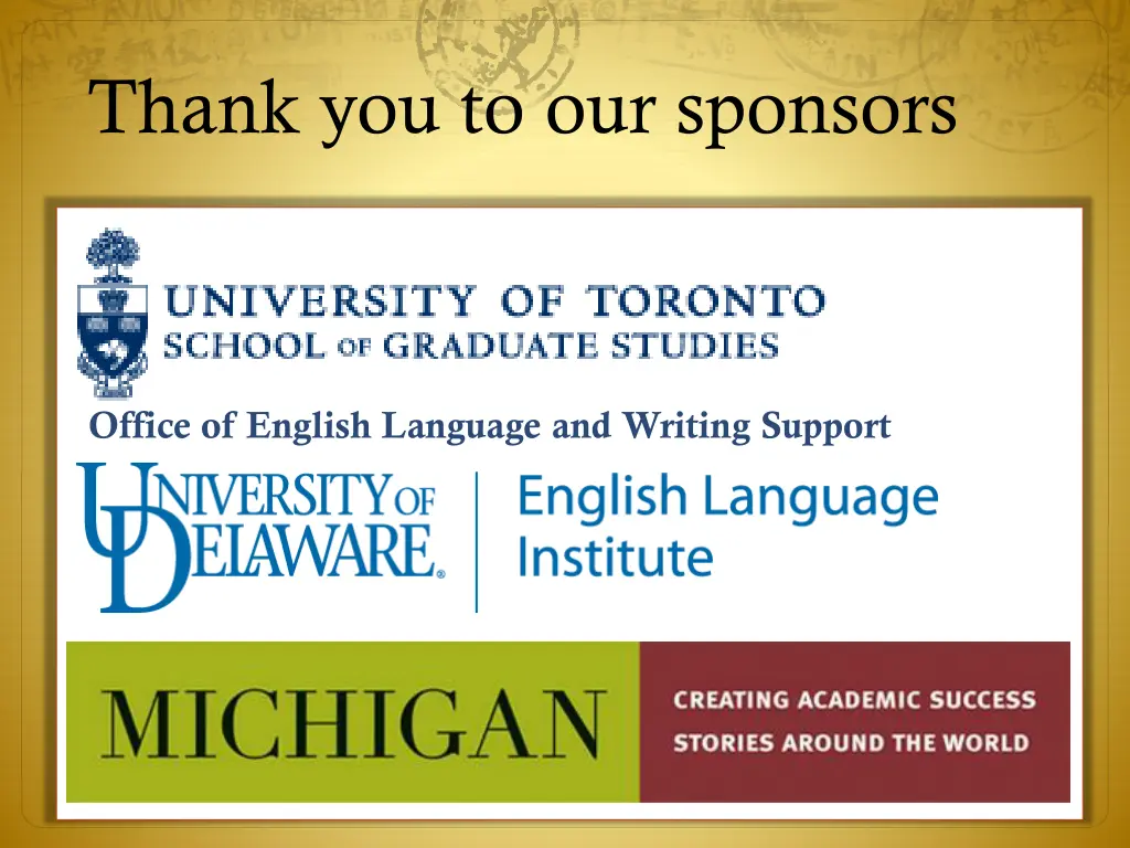 thank you to our sponsors