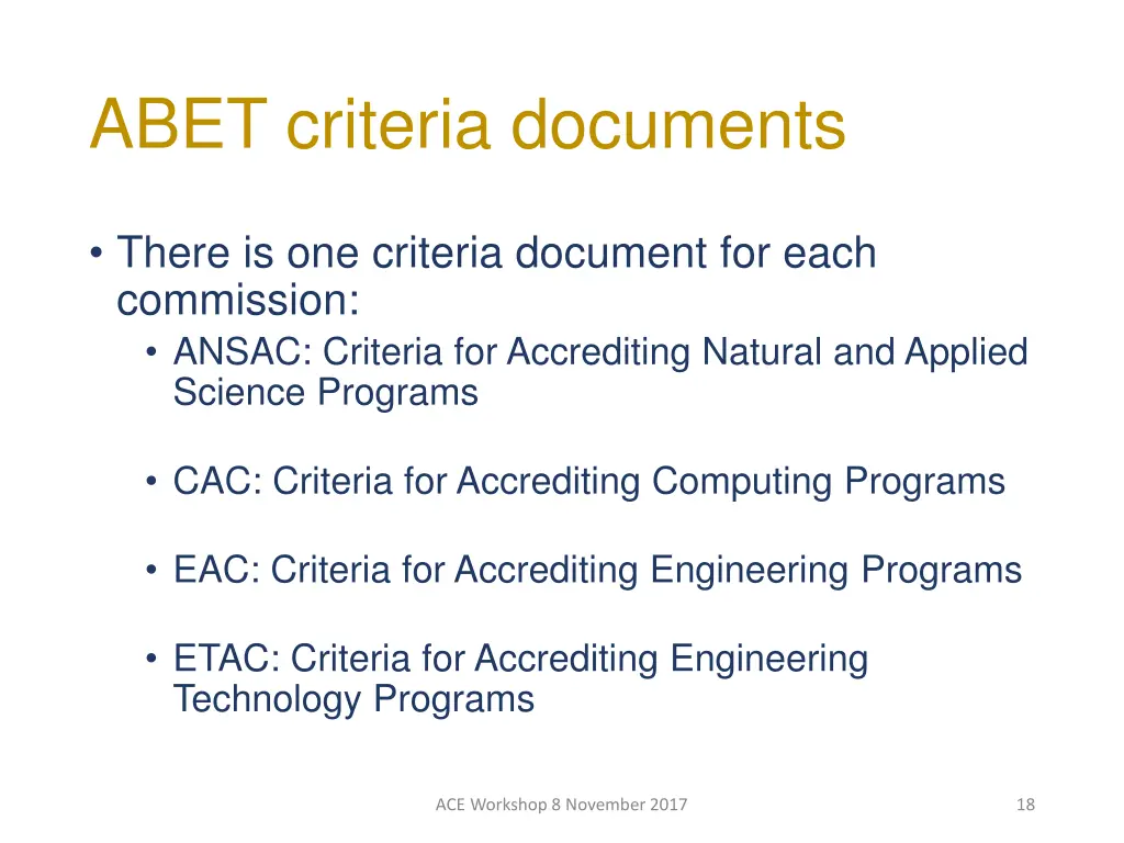 abet criteria documents