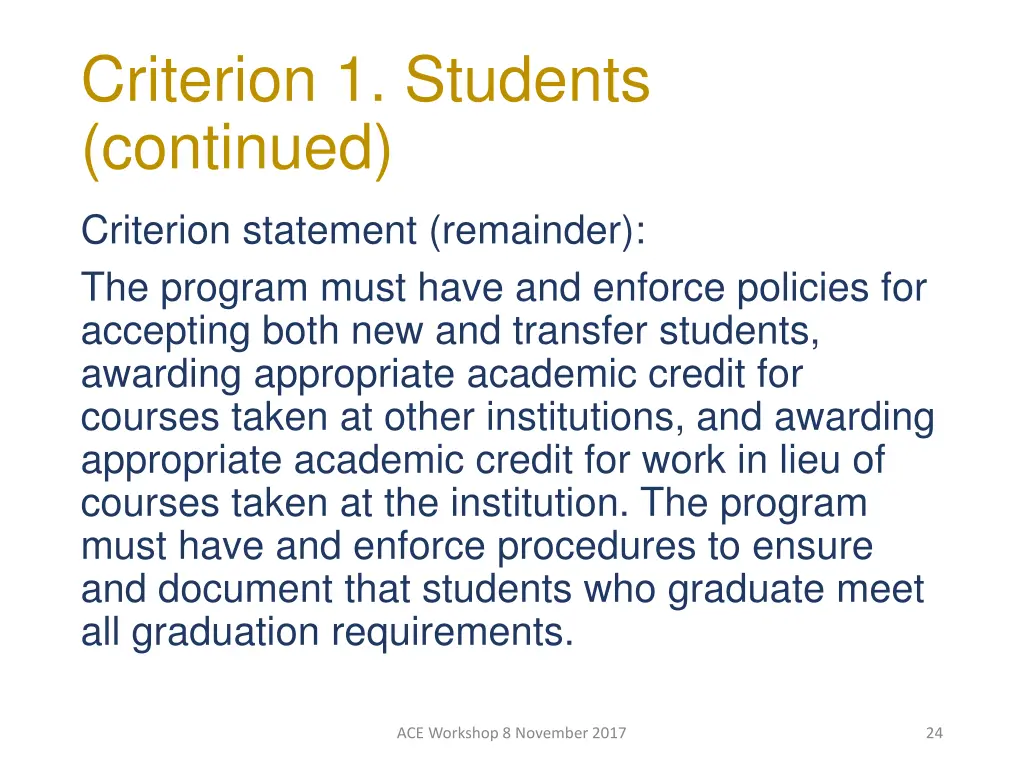 criterion 1 students continued