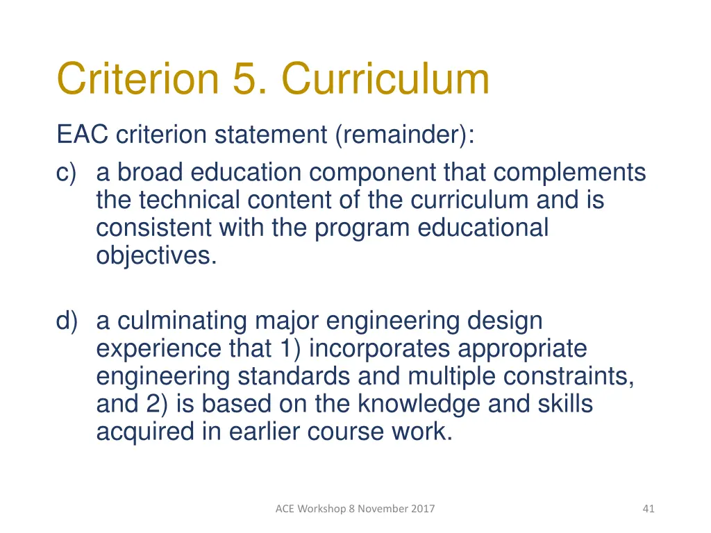 criterion 5 curriculum 1