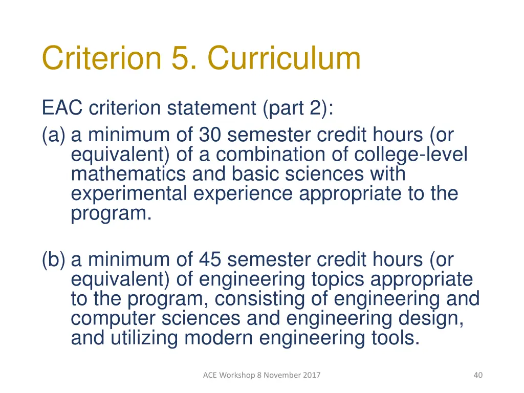 criterion 5 curriculum