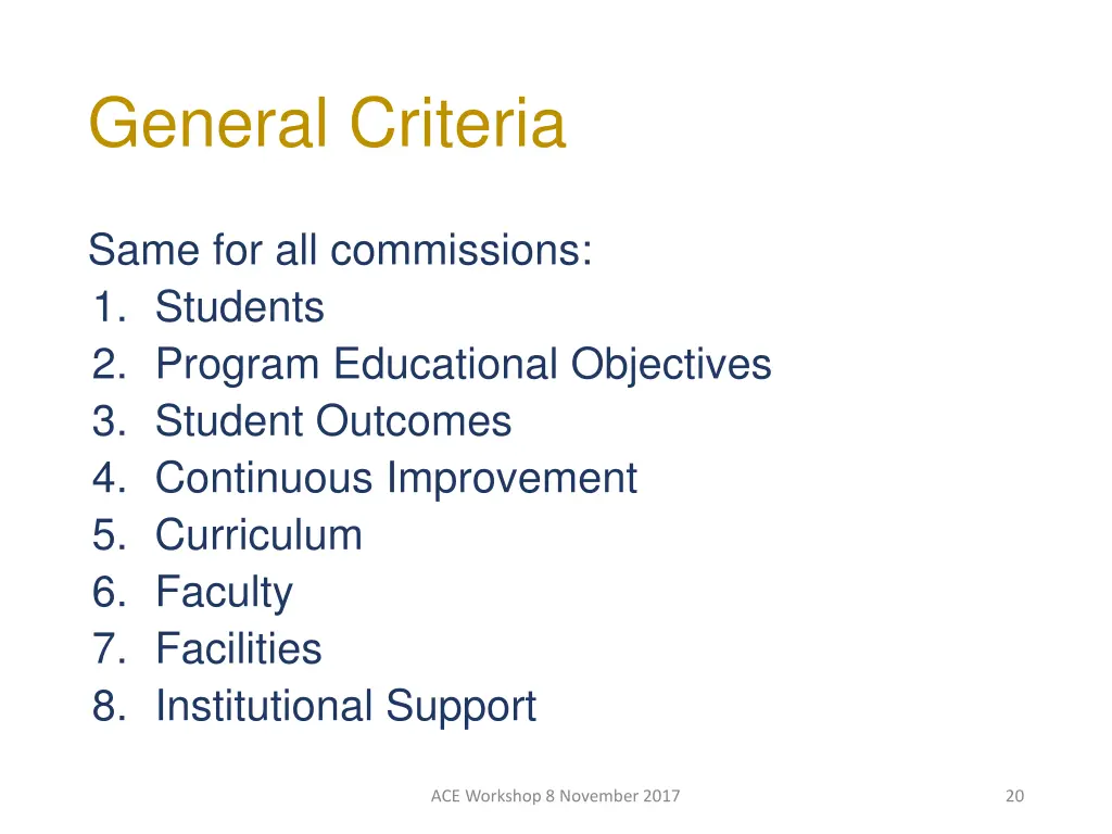 general criteria