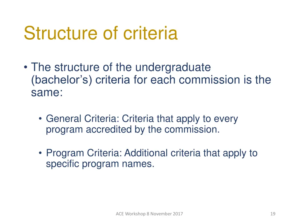 structure of criteria