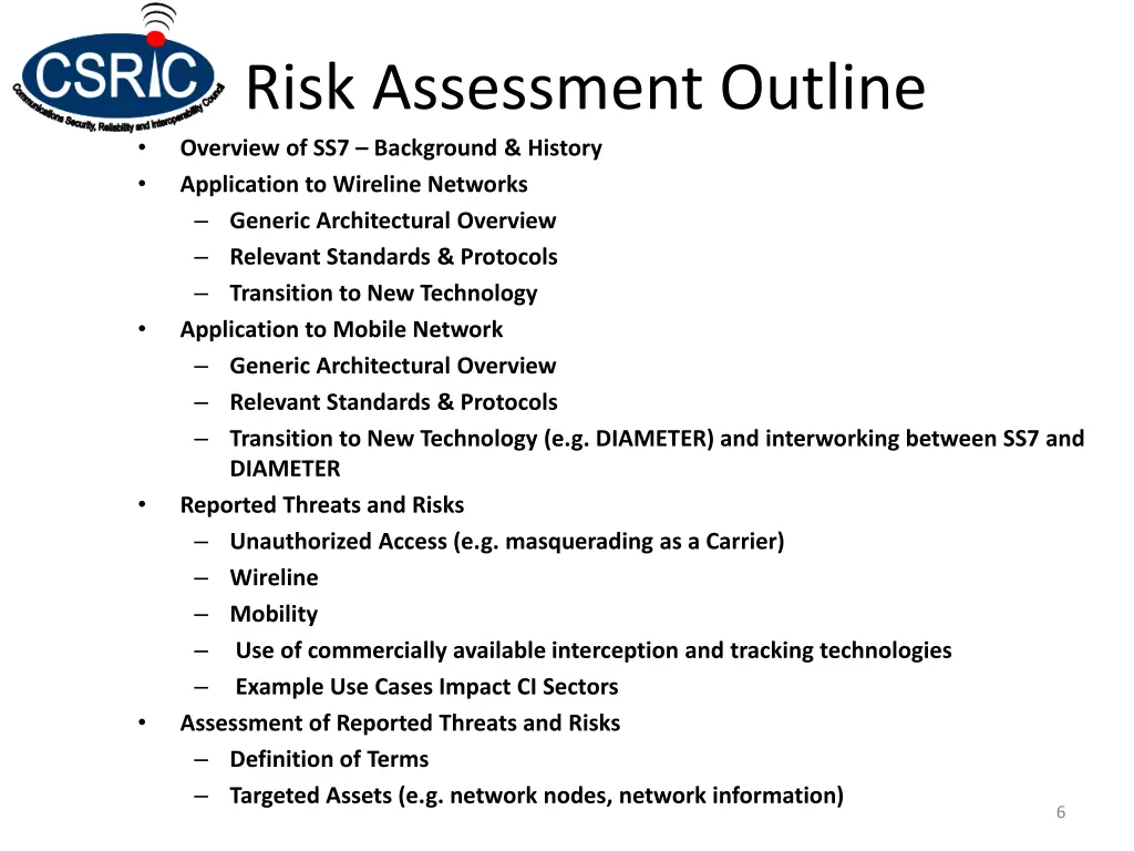 risk assessment outline