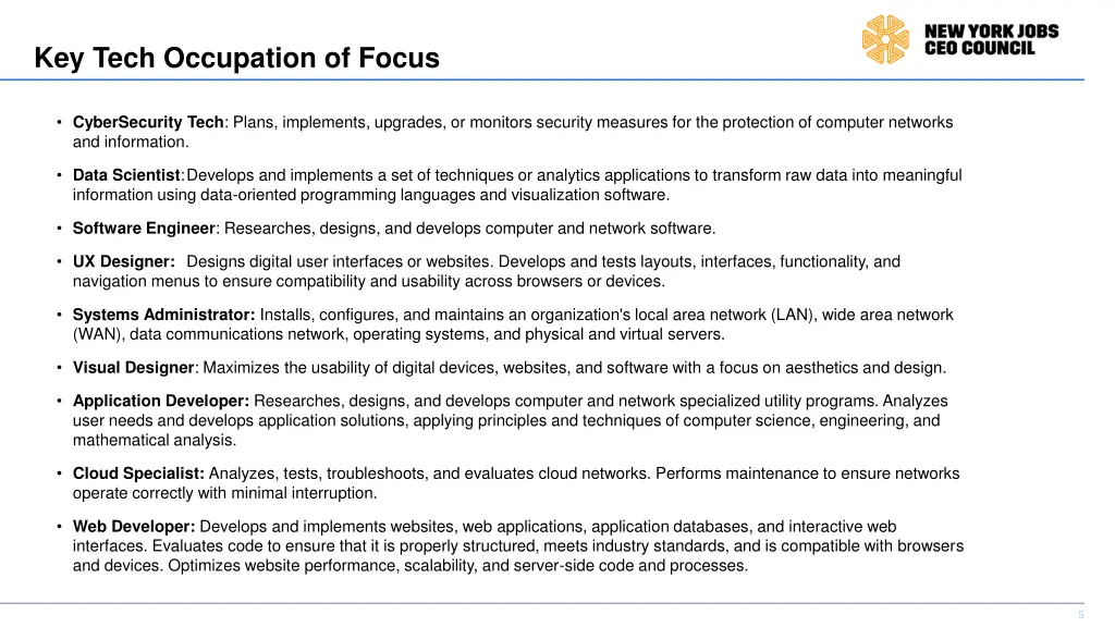 key tech occupation of focus