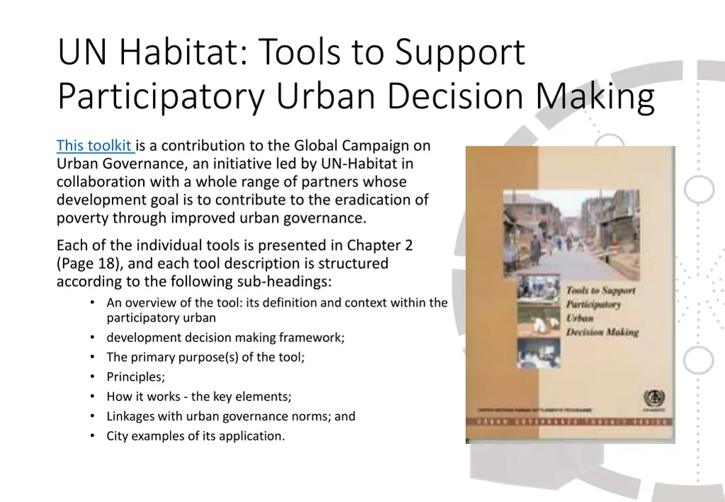 un habitat tools to support participatory urban