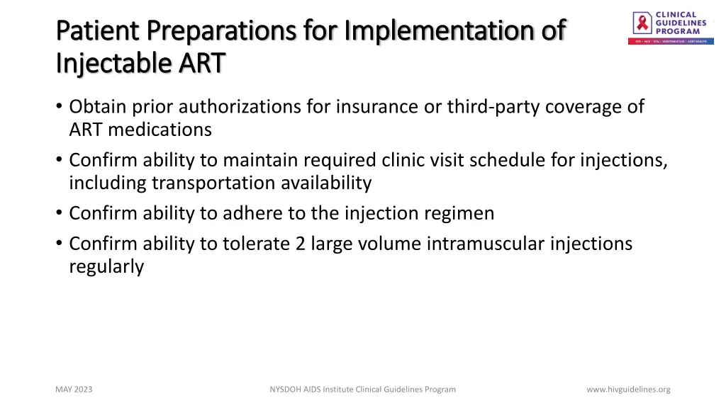 patient preparations for implementation