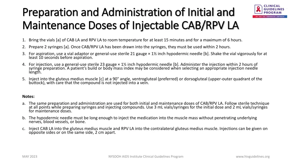 preparation and administration of initial