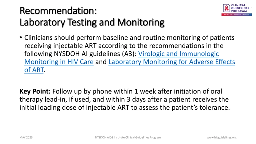 recommendation recommendation laboratory testing