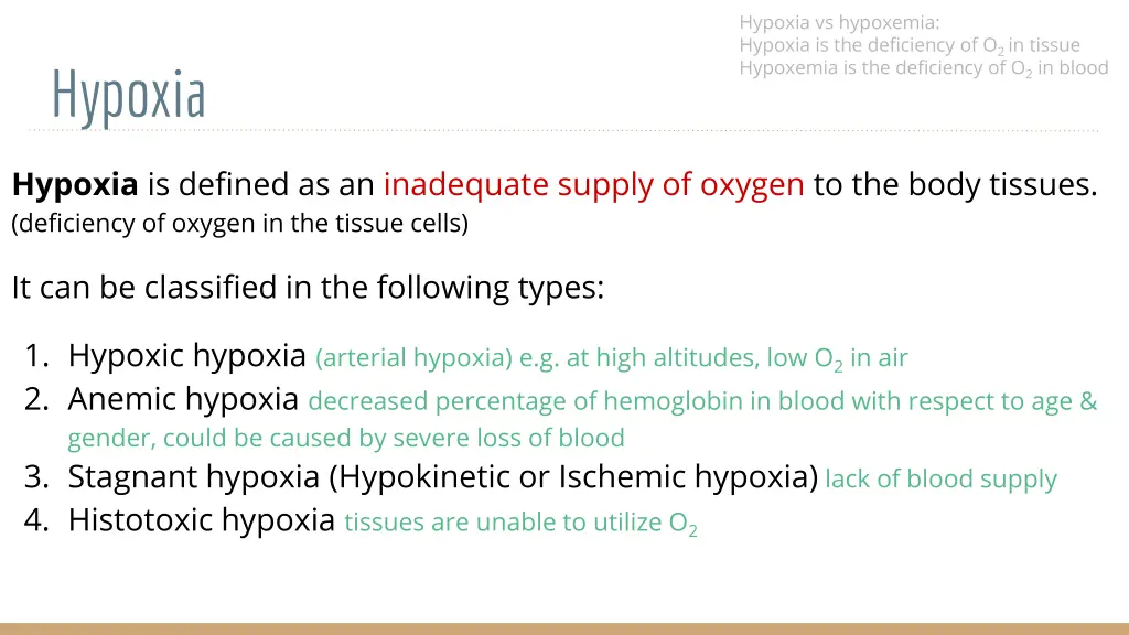 hypoxia vs hypoxemia hypoxia is the deficiency