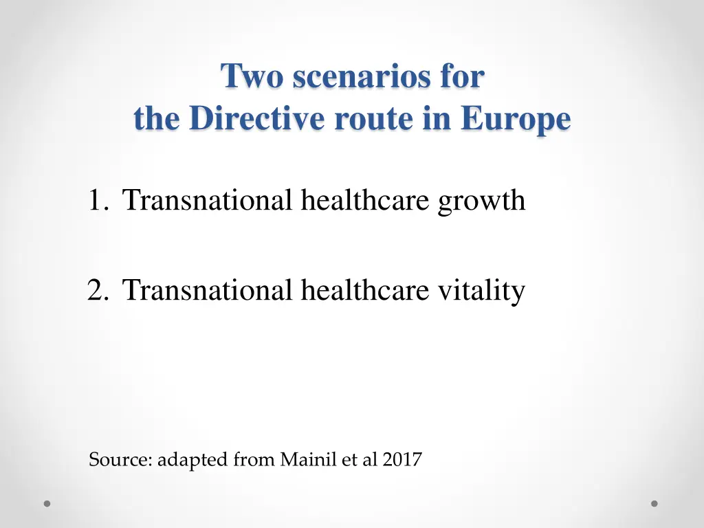 two scenarios for the directive route in europe